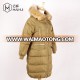 Zipper Pockets Quilted Jackets Long Down Parka Women Fur Hood Coats