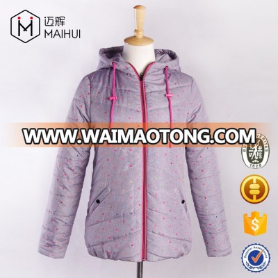 Wholesale High Quality Winter Short Bomber Down Rope Hooded Quilted Jackets