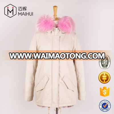 Winter Clothes Quilted Jackets Fur Lining Fur Collar Womens Hooded Parka Jacket