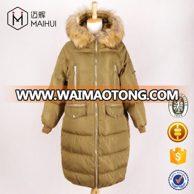 Woman Fashion Padded Jacket Long Down Parka Women Coats Fur Hood Clothing